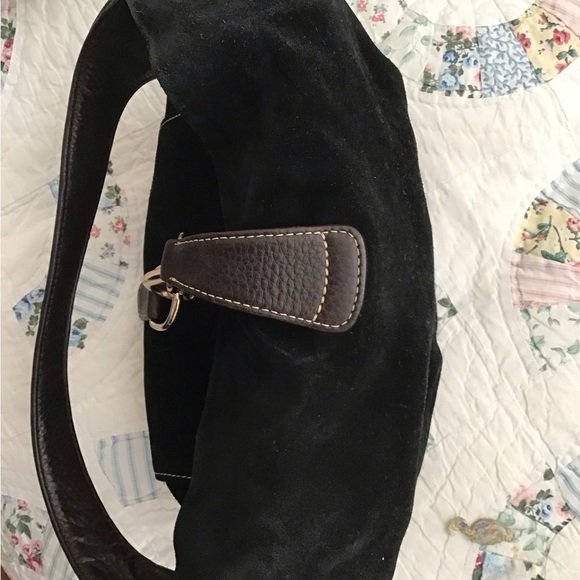 EUC  Dooney and Bourke Black Suede Belvedere Lock Hobo Shoulder Bag - Picture 8 of 12